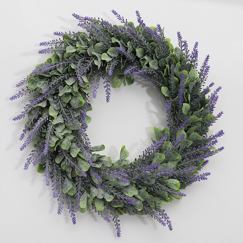 42CM Artificial Lavender Topiary Wreath Eucalyptus Leaf Flower Garland Hanging