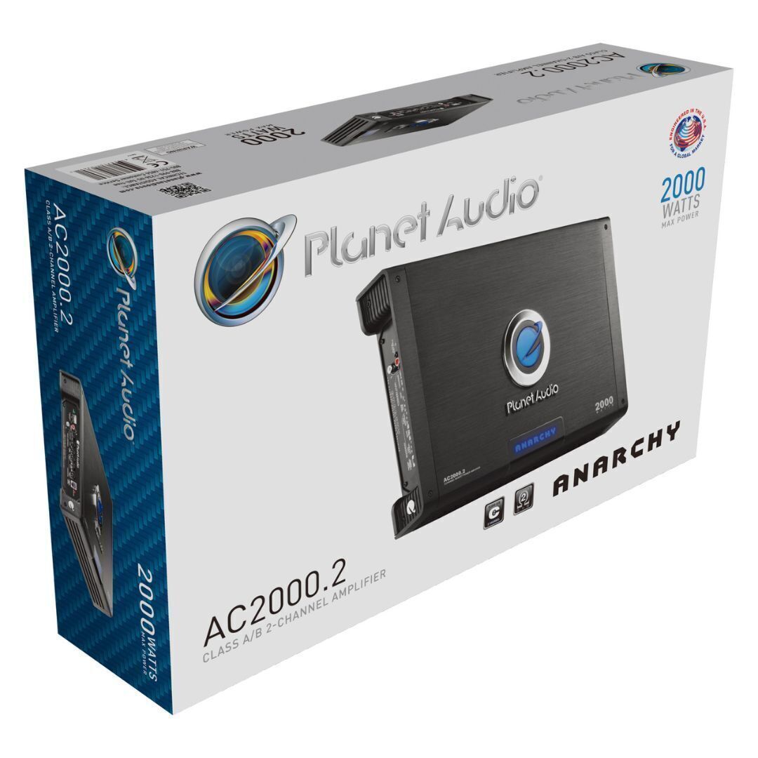 Planet Audio Anarchy AC20002 2000 Вт Мощный 2-канальный автомобильный усилитель черного цвета мощностью 2000 Вт