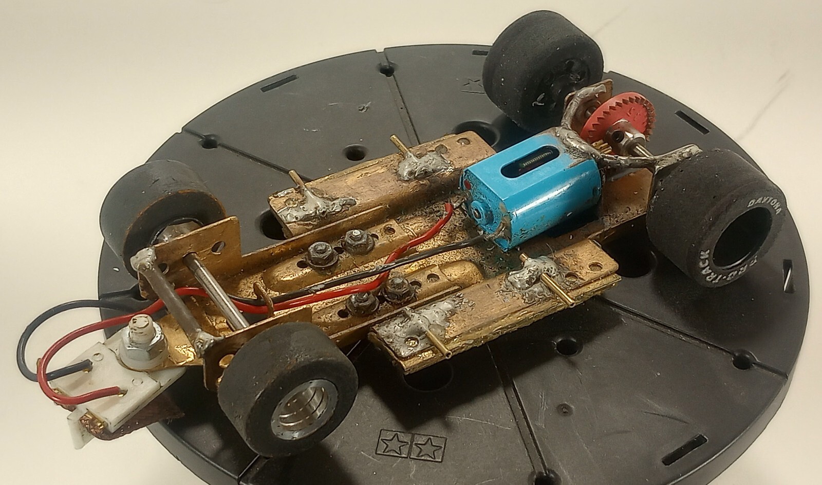 H & R 1/24 scale hardbody slot car 50K rpm motor and modified chassis