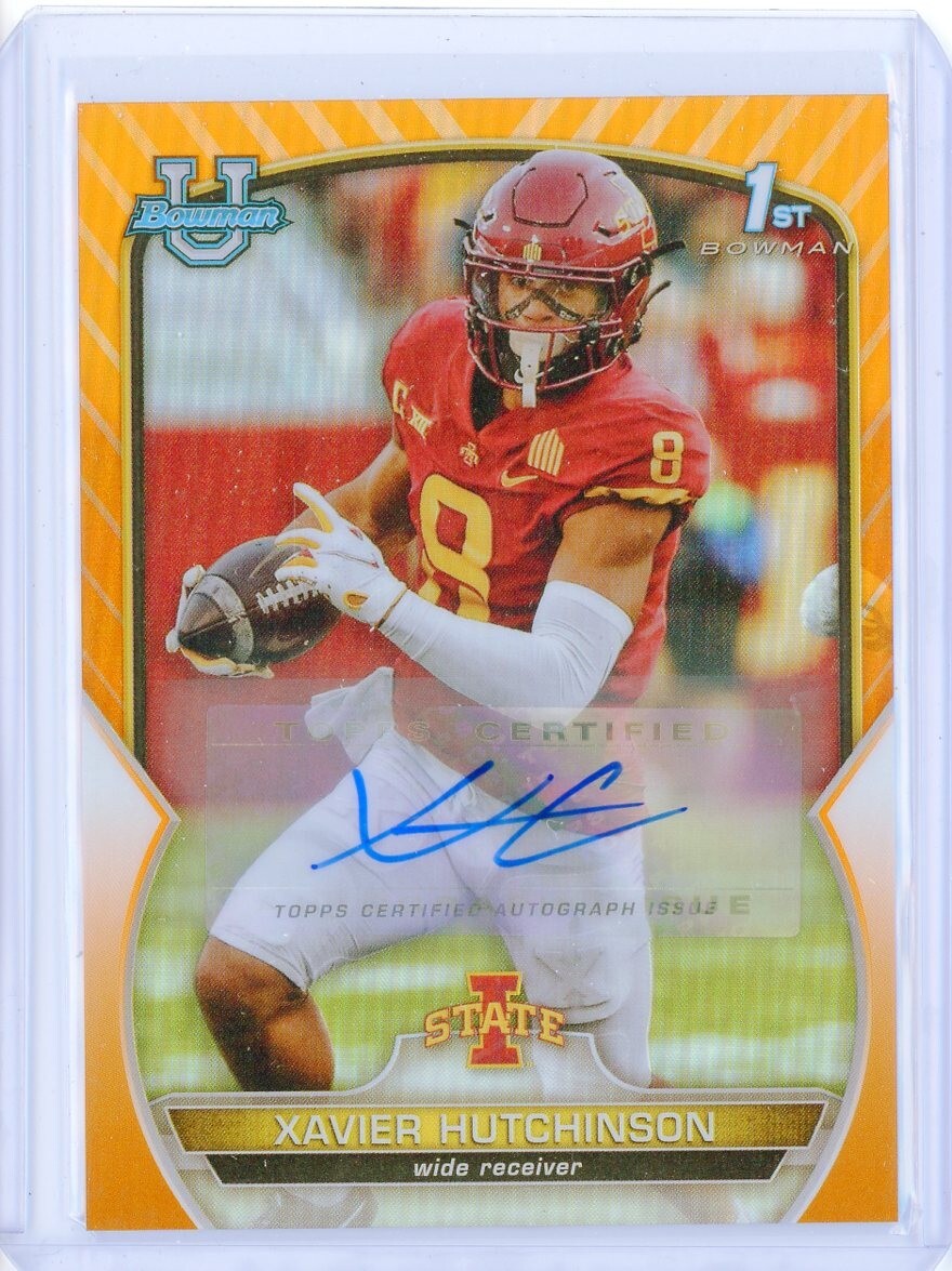 2022 Bowman University Chrome XAVIER HUTCHINSON  Refractor Orange AUTO 11/25