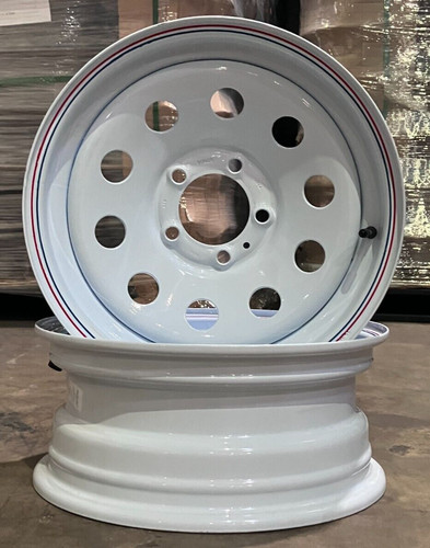 15x6 Steel Trailer Wheel 5 lug on 4.5 White Modular Trailer Rim 2-Pack