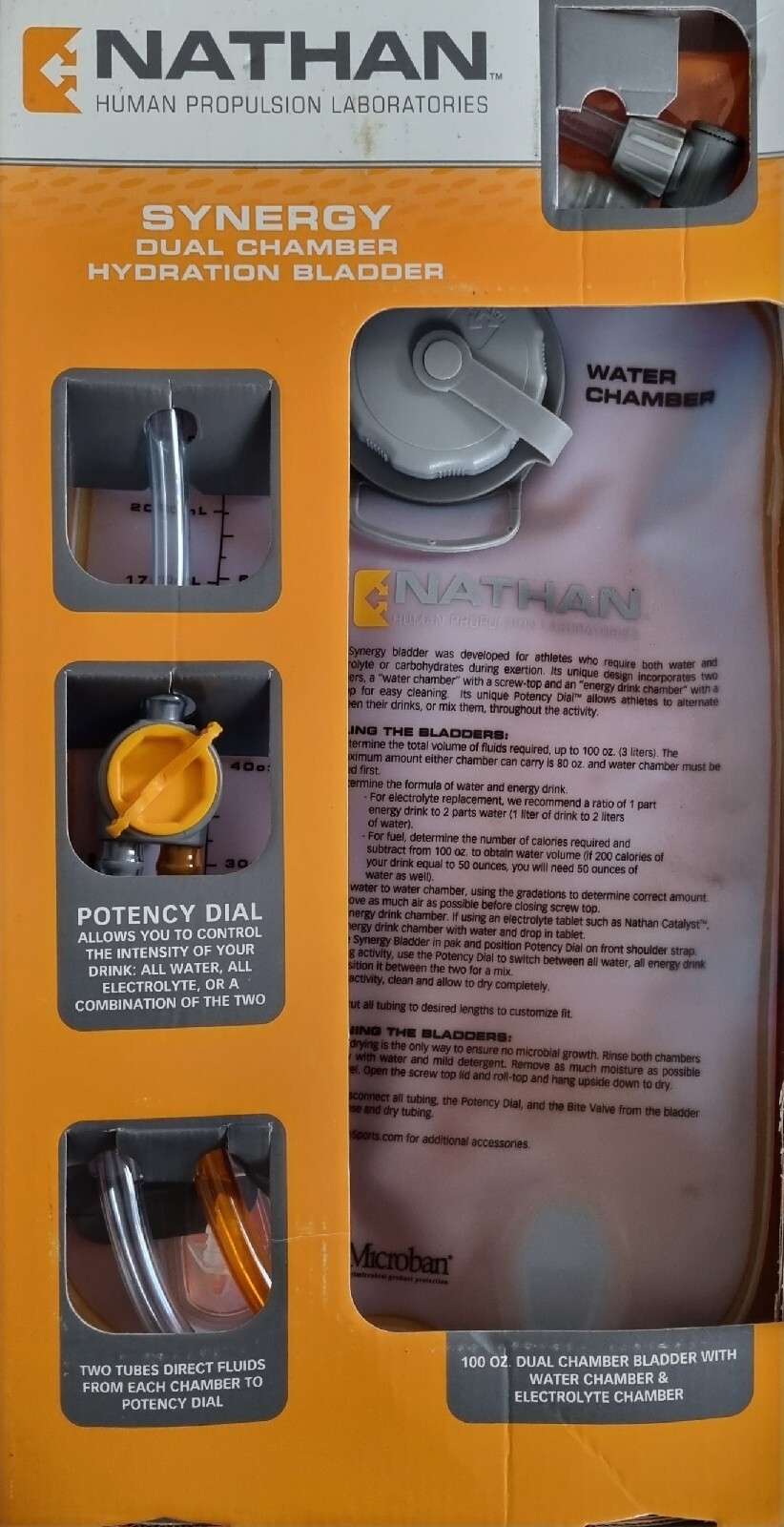 Original Nathan Synergy Doppelkammer Hydratation Getränk Blase Laufen Triathlon