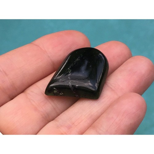 Dark Green Jade Translucent Freeform 27x20x6 mm Cabochon Gemstone - Picture 6 of 8