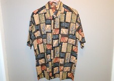 Tori Richard Mens Made in USA Hawaiian Shirt Beige Green Floral sz M 100% Cotton