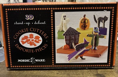 Nordic Ware 3D Halloween Stand Up Cookie Cutters Witch Pumpkin Ghost Scarecrow