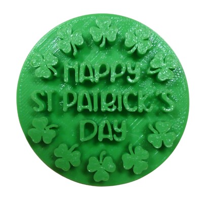 HAPPY ST PATRICKS DAY WITH CLOVERS COOKIE STAMP EMBOSSER MADE IN USA PR5521