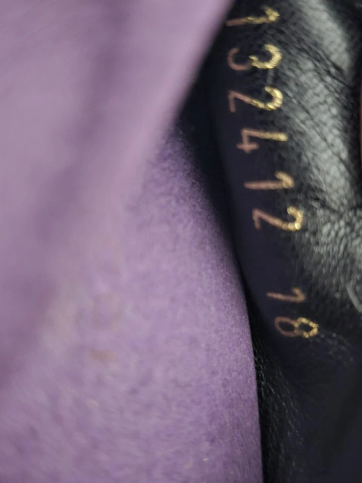 Gucci Ballet Pisos Bebé Niñas Talla 18 Púrpura Satén Sin Cordones Caballo Broca Hebilla Foto 3 de 4