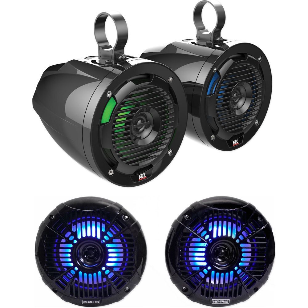 2 Светодиодные колонки MTX MUD65PL 65 мощностью 100 Вт 2 Светодиодные колонки Memphis Audio 65