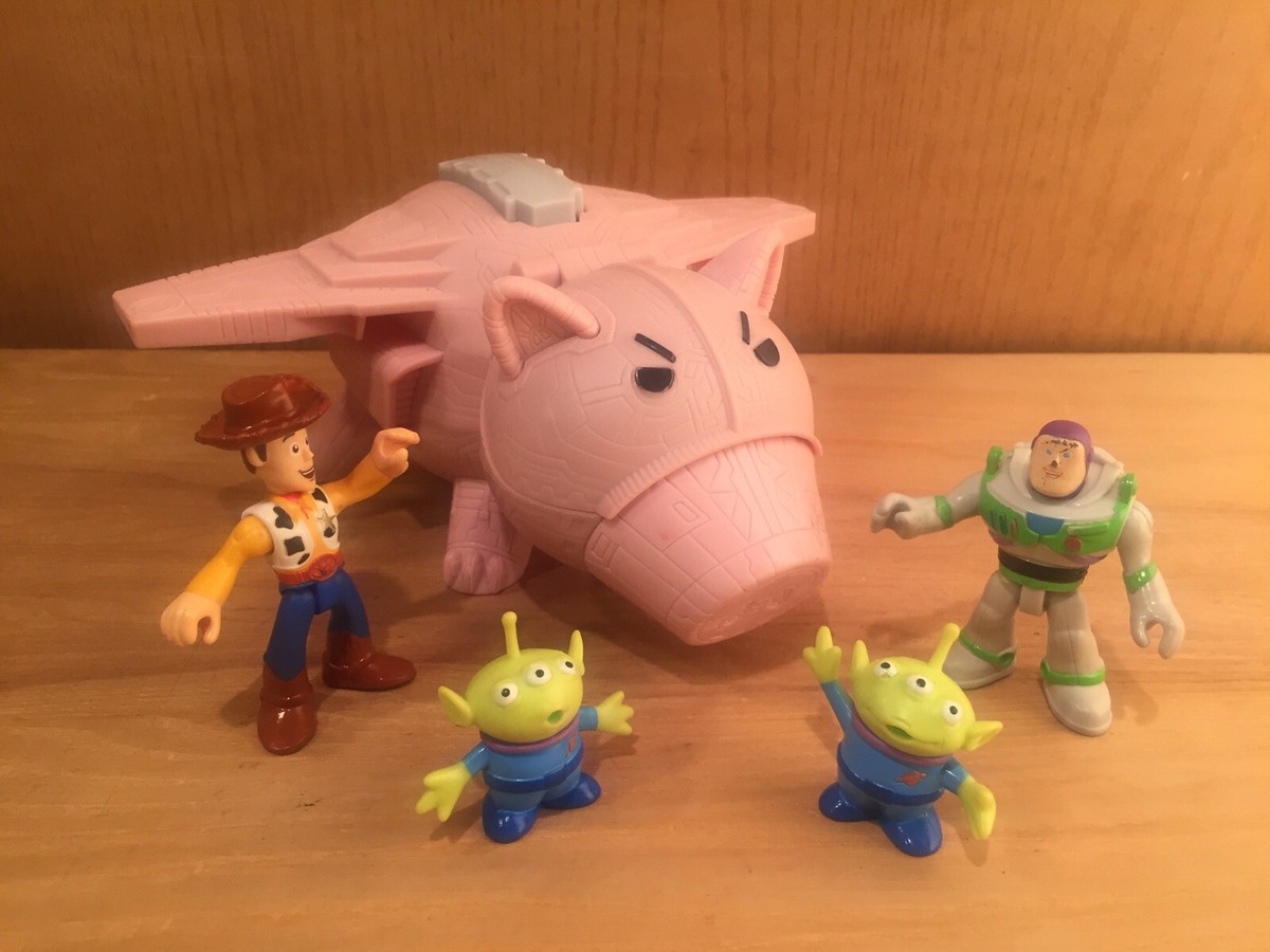 Imaginext Toy Story Hamm's Evil Dr Porkchop Flying Pig Ship w/ BUZZ woody  ALIENS