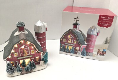 St Nicholas Square Christmas Village Illuminated Tree Farm Barn No