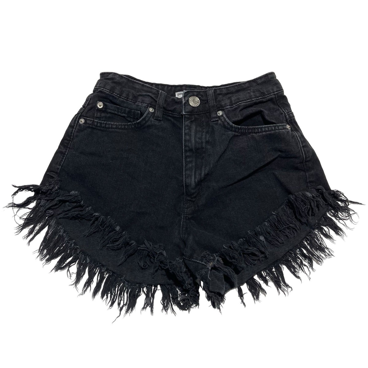 Garage Denim Black Mid Rise Mini/Cheeky Festival Raw Hem