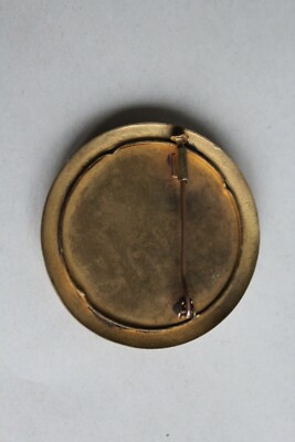 Broche Ancienne Art Déco Bouquet De Roses Peinte à La Main - Diamètre 5 Cm, Sans Marque, Occasion
