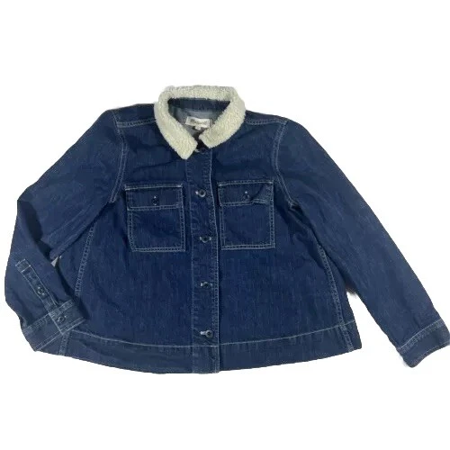 VETEMENTS Madewell Denim Northward Giacca Cropped Blu Edizione Collo Sherpa Taglia S