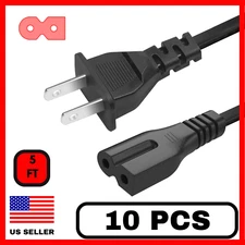 10 Pack 5 Feet 5' AC Power Cord 2 Prong Polarized for Sony, Vizio, Bose, Sharp