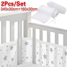 Cot Bumper 2PCS baby Crib surrounds Breathable 3D Anti-Airflow Mesh Lining NEW