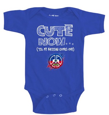Cute Now... 'Til My Haitian Comes Out Peace Haiti Infant Baby Flag Bodysuit