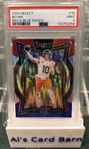 2024 Panini Select Football BO NIX Red & Blue Shock PSA 9 Mint RC Denver Broncos