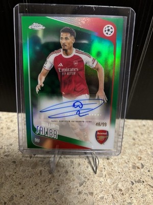 2025-26 Topps Chrome UCC William Saliba Auto True Green 46/99 Arsenal