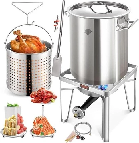 ARC 52QT Stainless Steel Turkey Fryer Pot with 36" Mixing Paddle