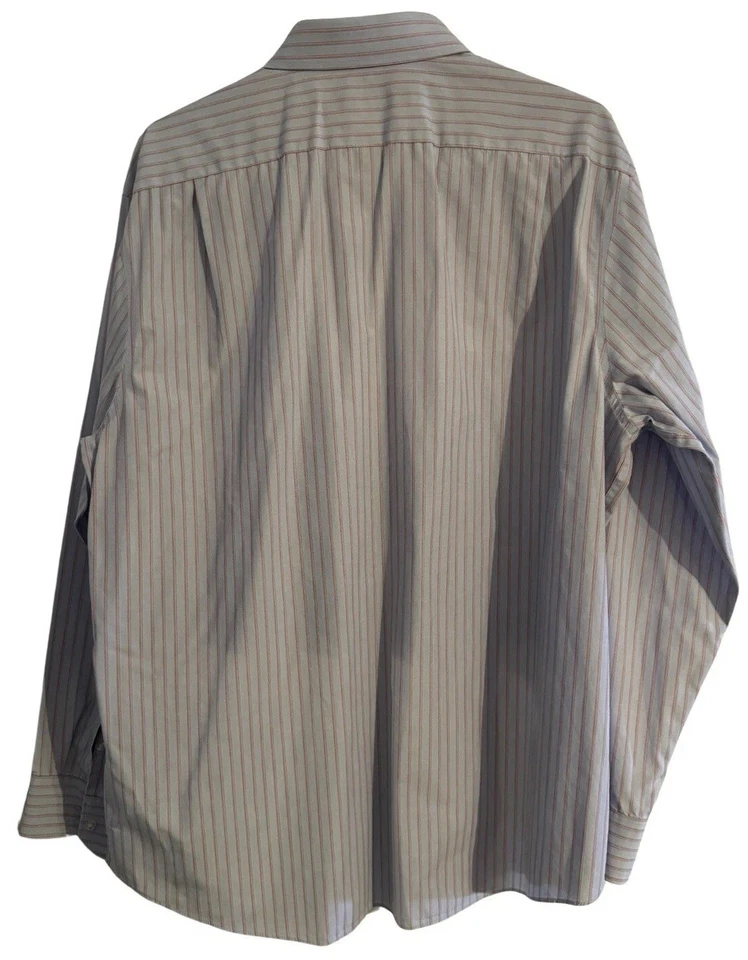 Camisa masculina listrada rosa azul Perry Ellis portfólio botão para baixo tamanho 16.5 34/35 - Imagem 2 de 4