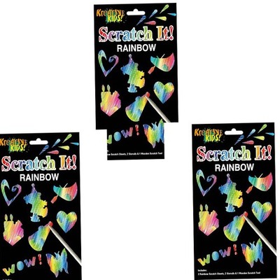 3 x Rainbow Scratch It! Scratch Art - Kinder Regenbogenkarte Zauberbilder