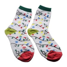 New Novelty Socks Christmas Lights Snowflakes Winter Multicolor Lightweight