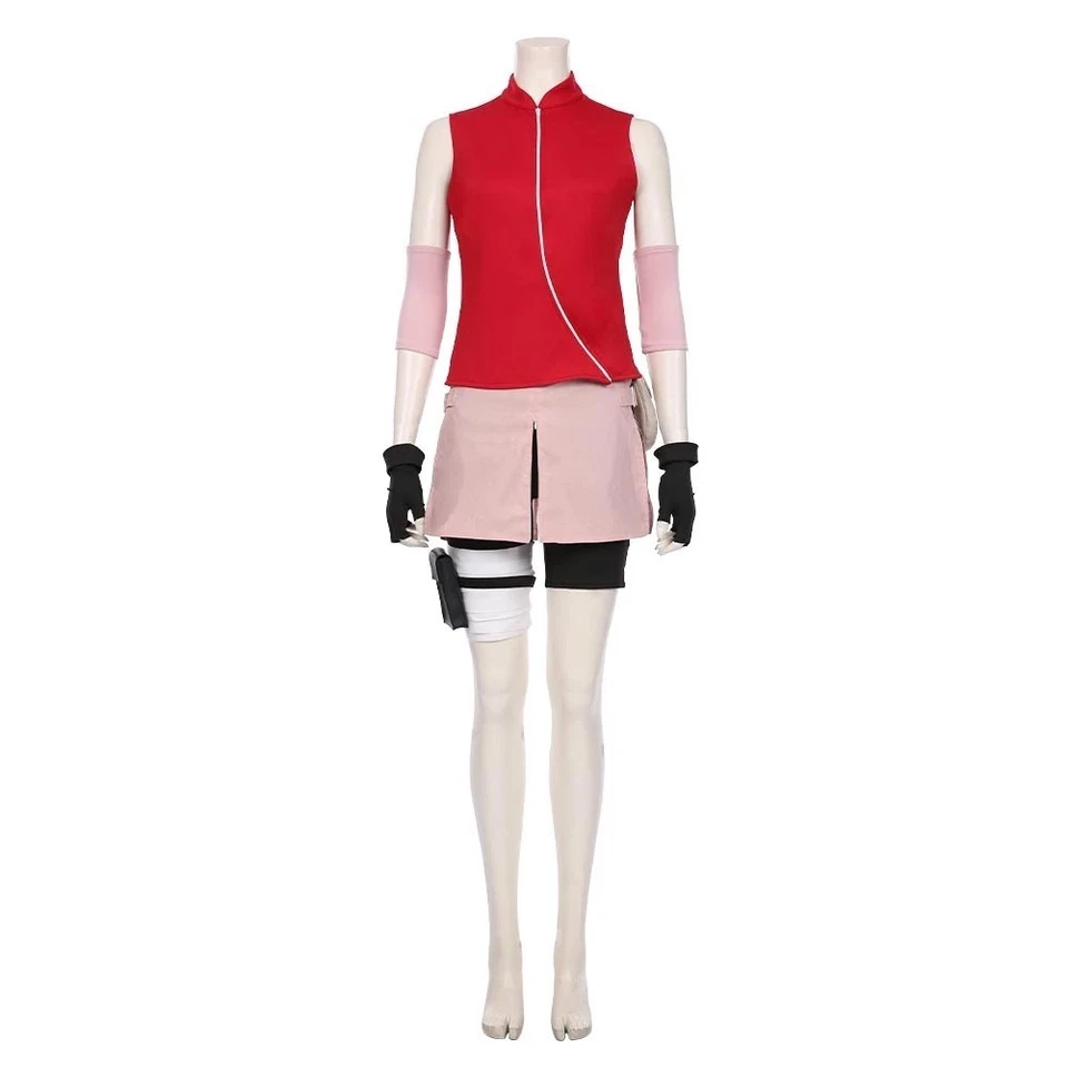 Naruto Shippuden Cosplay Haruno Sakura Complete Set Ninja Costume Cosplay Outfit - Image 2 of 4