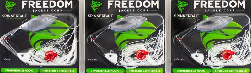 (LOT OF 3) FREEDOM TACKLE LIVE ACTION SPINNERBAIT 3/4OZ WHITE #50551 CM2131