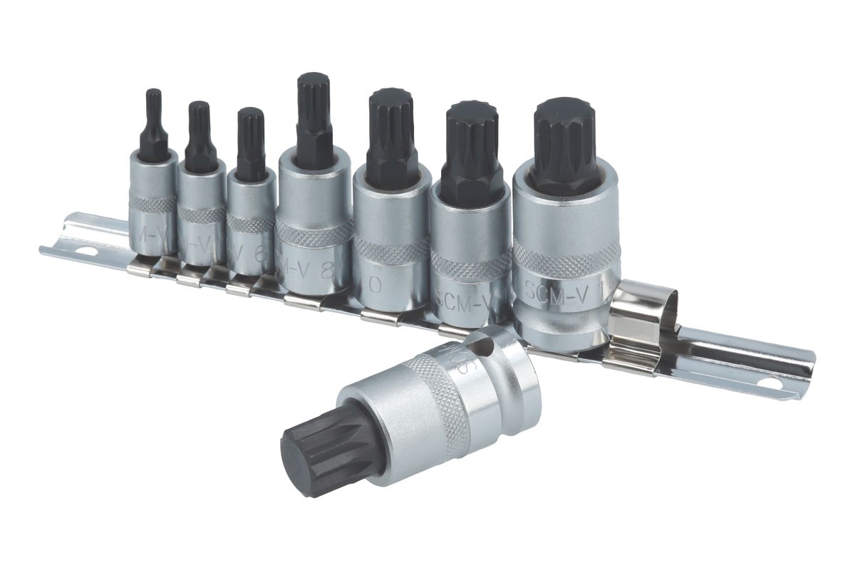 Laser Tools Spline Socket Bit Set 1/4""D, 3/8""D, & 1/2""D 8pc 3266