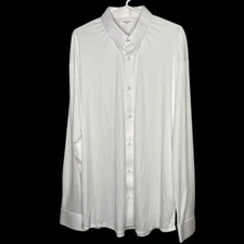 Collars & Co Polo Shirt Mens 2XL White Long Sleeve Button Down Dress Collar Work