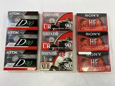 Blank Cassette Lot 9 Cassettes / Maxell UR  XLII 90, Sony HF 90,  TDK D90 