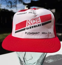 Vtg ACE HARDWARE Pleasant Hills, CA. Trucker Hat Mesh Snapback Cap Advertising