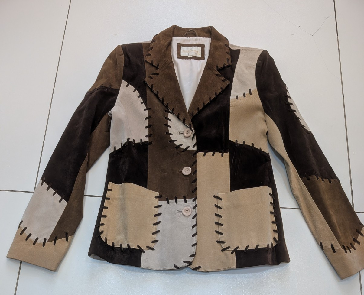 REAL SUEDE Patchwork Woman's  Jacket Size Small -… - image 2