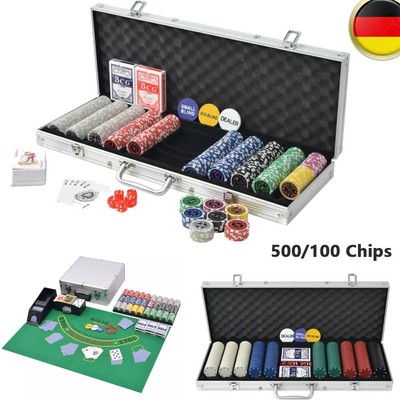 Pokerset Pokerkoffer Poker mit Aluminium-Koffer 500/600/1000 Laser Pokerchip