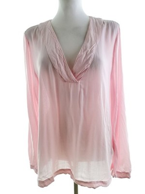 LAGER157 Damen Bluse Gr. XL Rosa Viskose 100% Langer Ärmel V-Ausschnitt