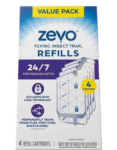 ZEVO Flying Insect Trap Indoor Glue Refill Cartridges Value Pack - 4 Pack