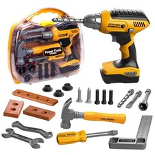 Kids Tool Set with Box Electronic Toy Drill child-size, Yellow