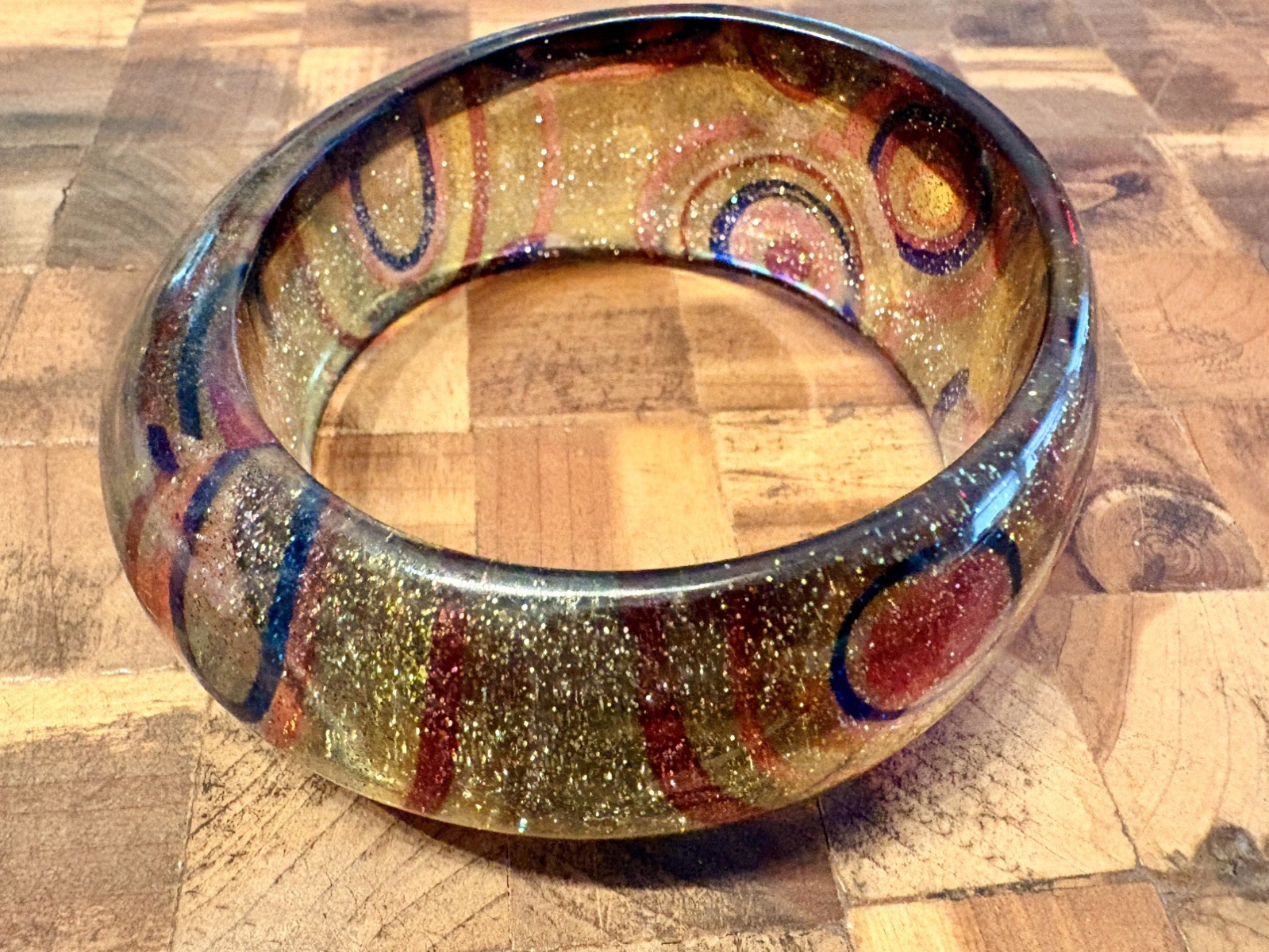 Wide Lucite Bangle Bracelet translucent yellow wi… - image 5