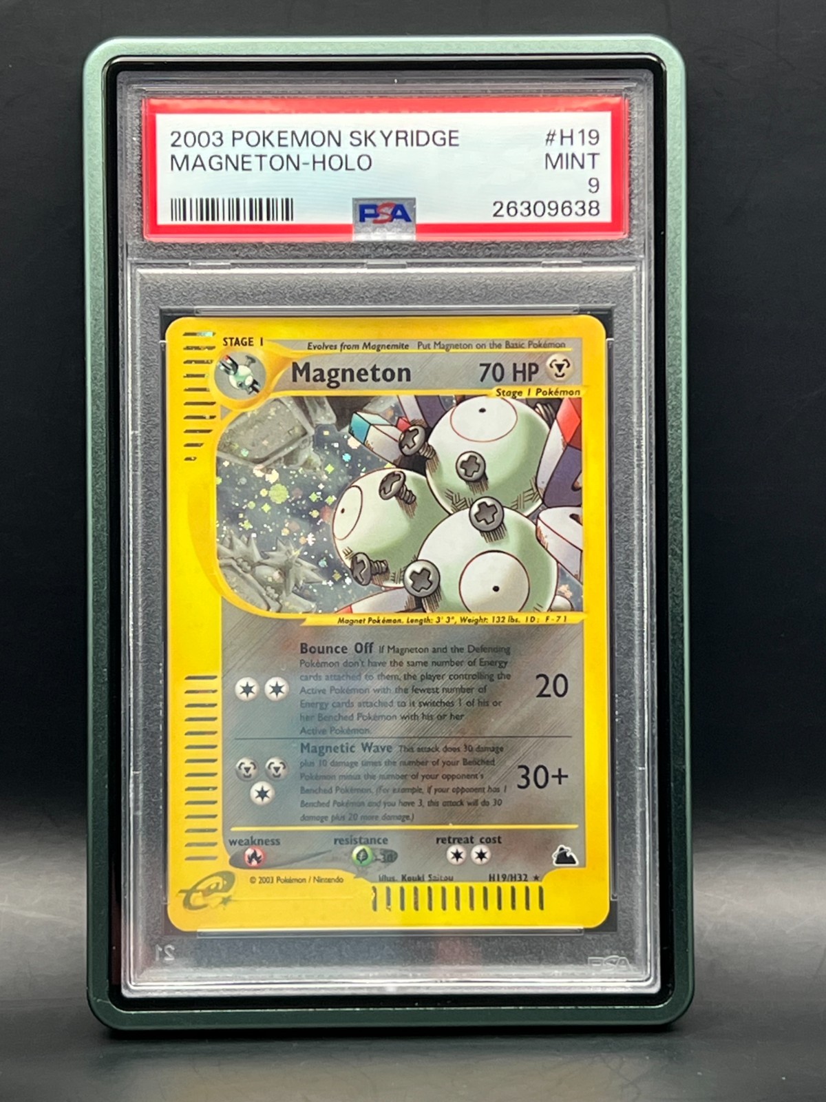 PSA Mint 9- Magneton Holo Rare H19/H32 WOTC E-Reader- 2003 Pokémon Skyridge