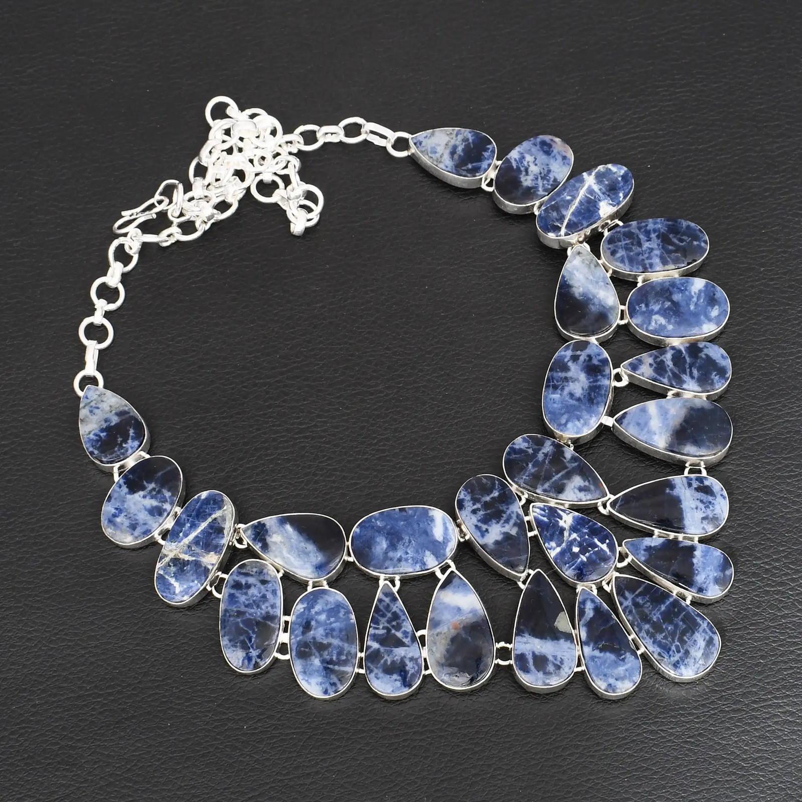 Sodalite Gemstone Handmade Big Necklace Jewelry 80 Gms LBN-9224