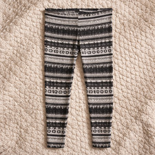 Gefütterte Leggings Norweger Muster Weiß Grau Gr. 36/38 | D031