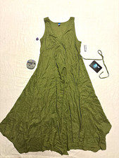 Old Navy XS Women’s Green Solid V-Neck Sleeveless Maxi Dress Tie Accent