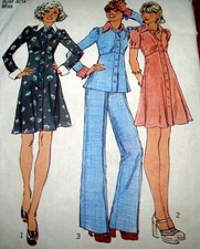LOVELY VTG 1970s DRESS TOP PANTS Sewing Pattern 10/32.5