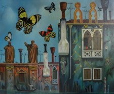 Luigi Regianini (Milano 1930-2013) Venezia con farfalle Olio su tela 50x60 1971