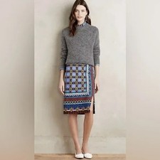 Anthropologie Maeve Women's Tearoom Boho Patterned Knit Pencil Skirt - Size XS