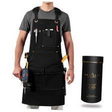 Woodworking Apron for Men, Waterproof Canvas Work Aprons for Shop - Black