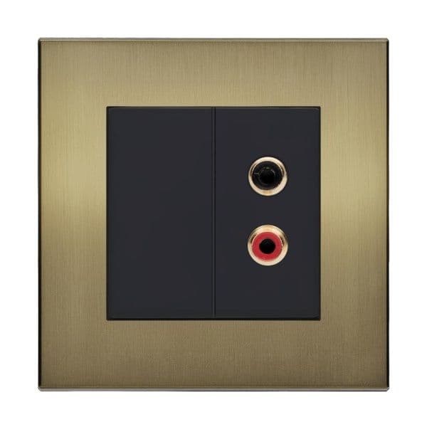 Retrotouch Aura BM13BB-RCAB Twin Phono RCA Socket - Brushed Brass