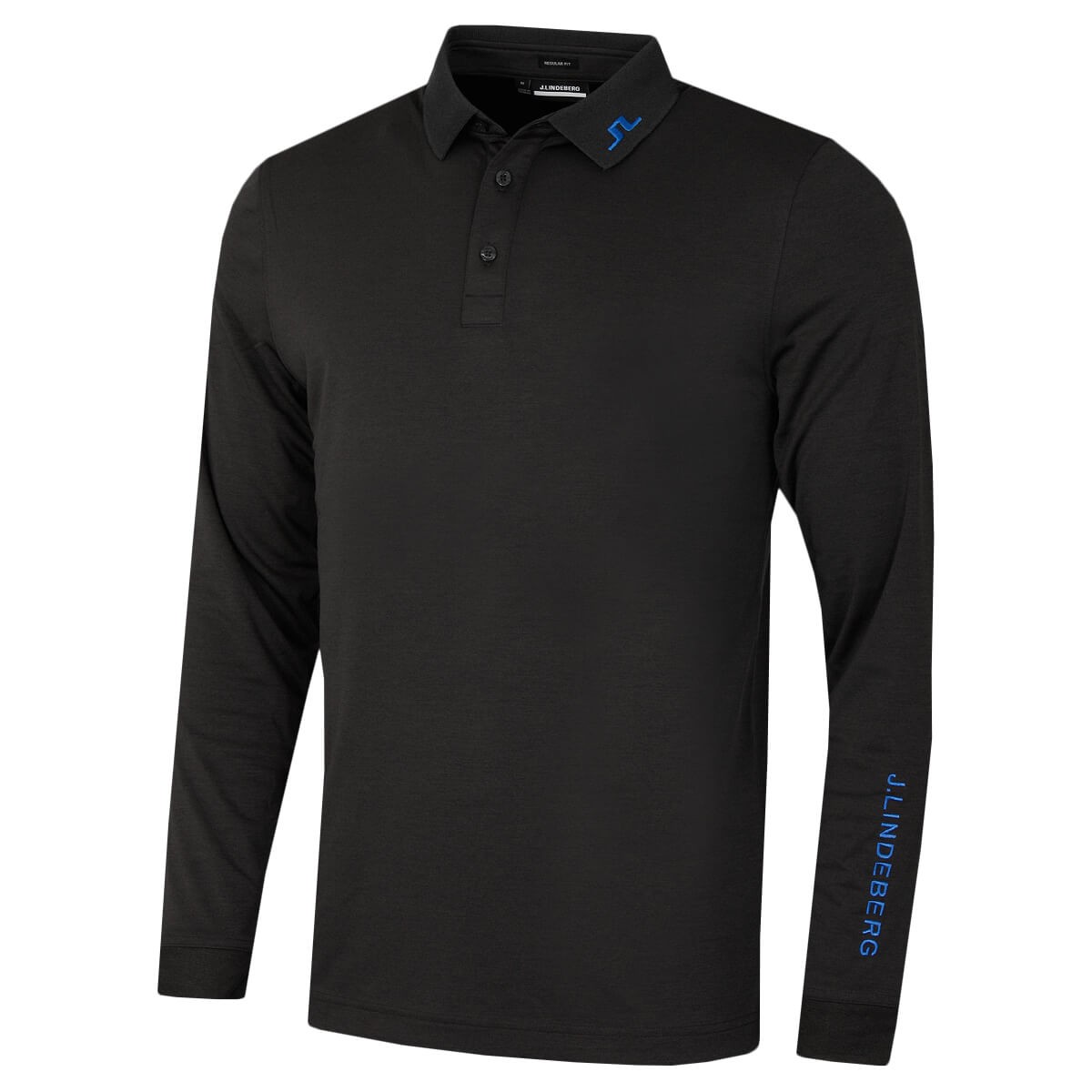 J.Lindeberg Mens Tour Tech Long Sleeve Polo Shirt - Black Melange - S