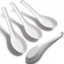 4PCS Asian Soup Spoons, Chinese Japanese Miso Ramen Wonton Dumpling Pho Rice