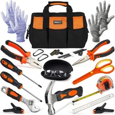 INCLY 24 PCS Kids Real Tool Set Tool Bag Boy Hammer